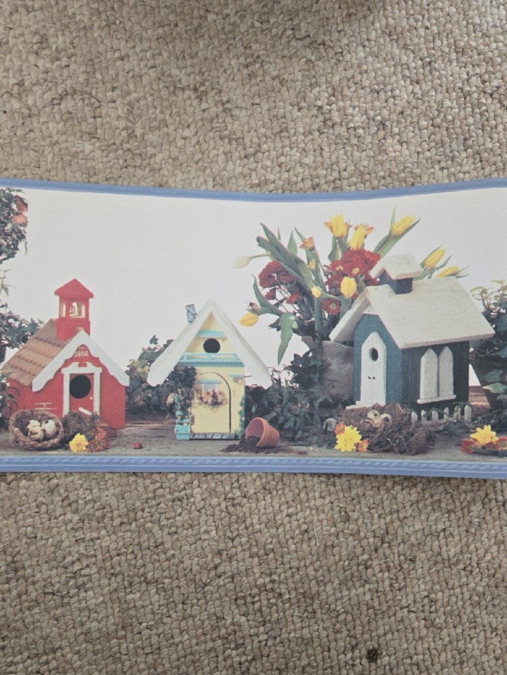 Vintage Sunworthy Birdhouse Wallpaper Border – 8‑Inch Height – Lot of 3 Rolls - Picture 5 of 11